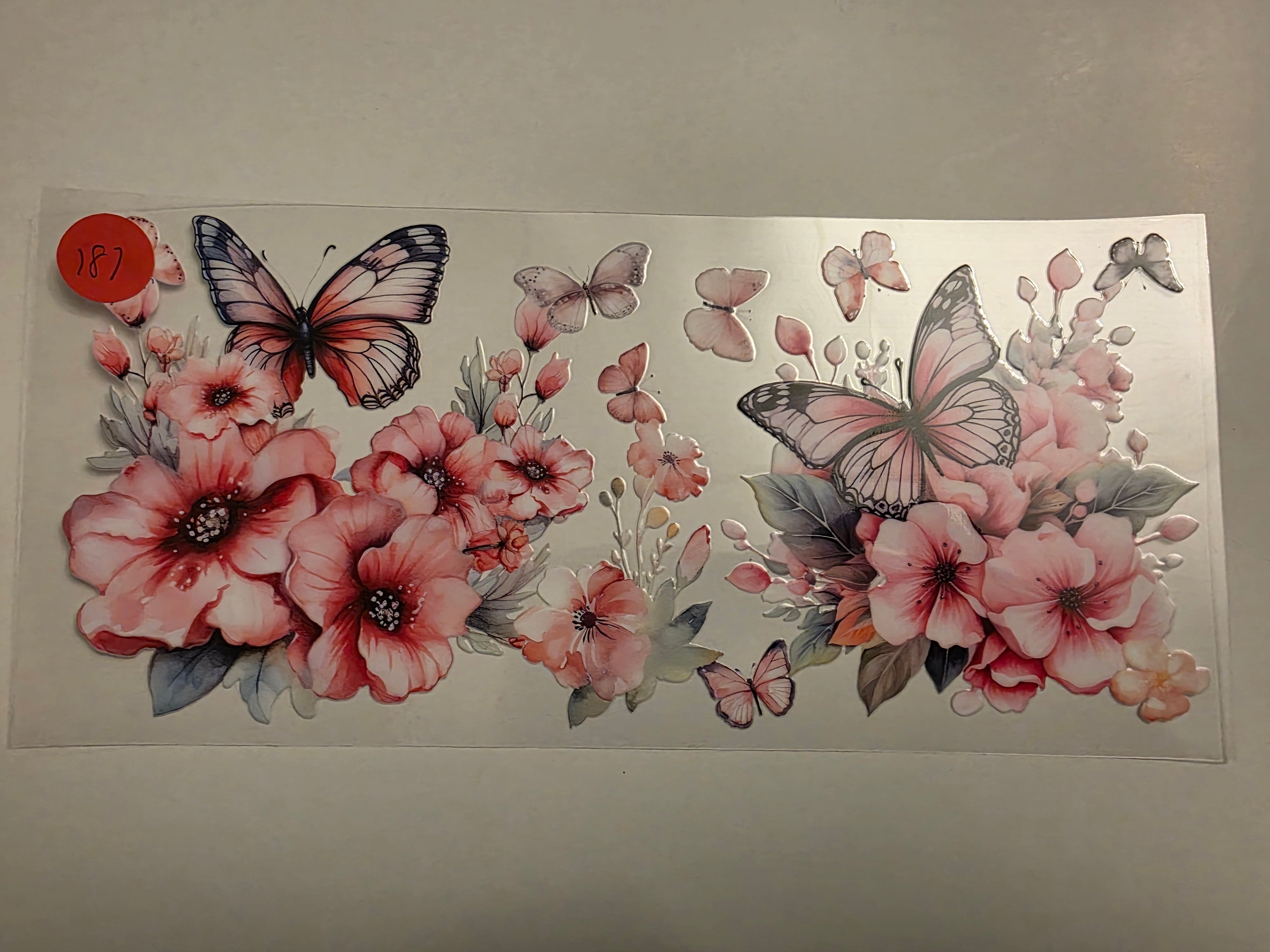 Pink flowers and Butterflies #187