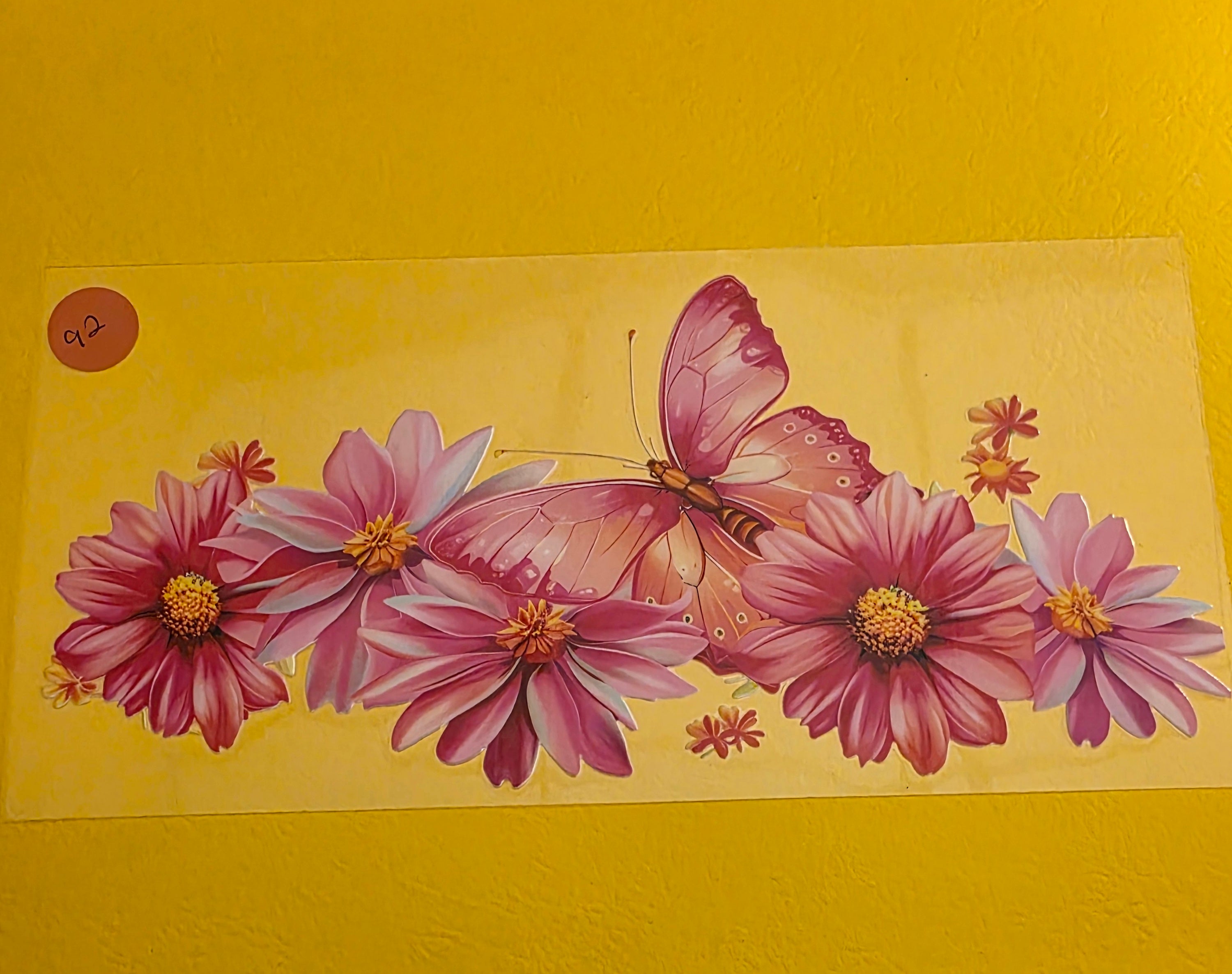 Pink flowers butterflies