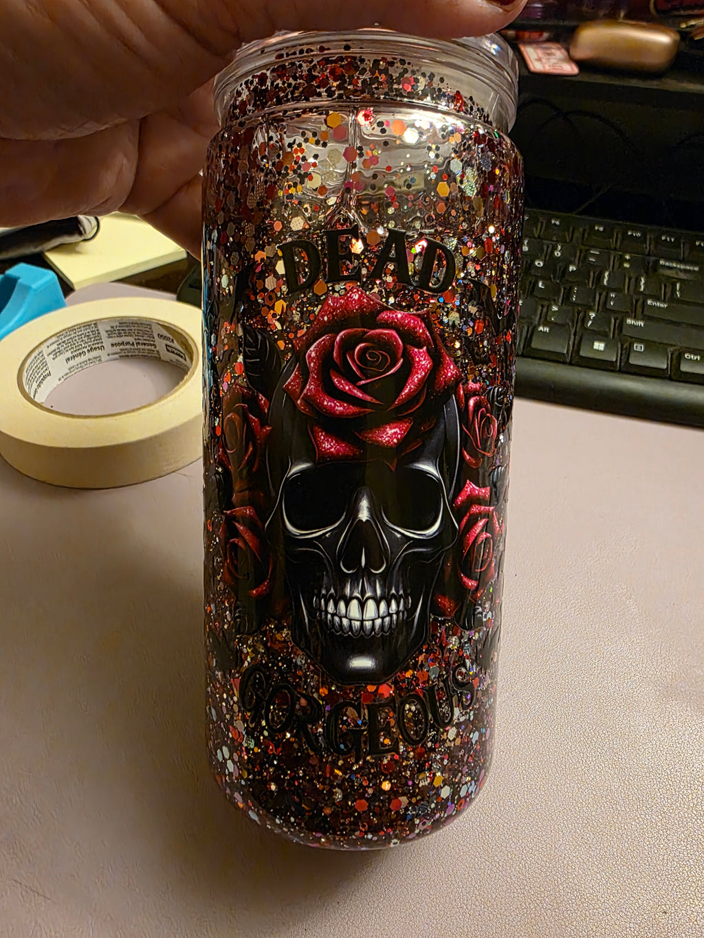20 Oz snowglobe Glitter Tumbler